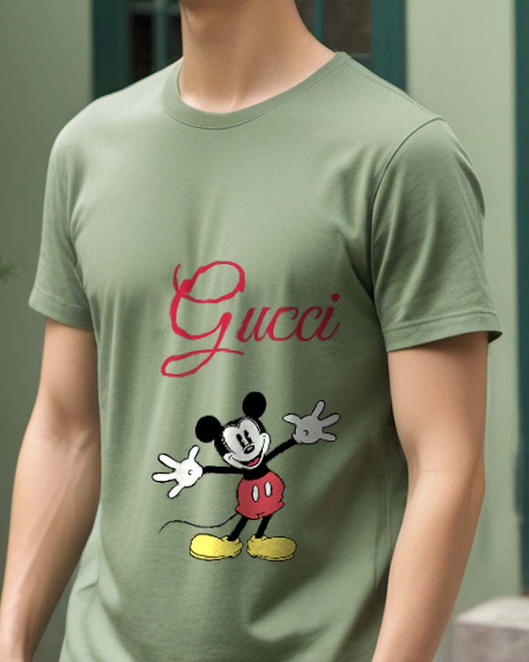 Sage Green Open Palm Standing Mouse Graphic T-Shirt - styled view 2