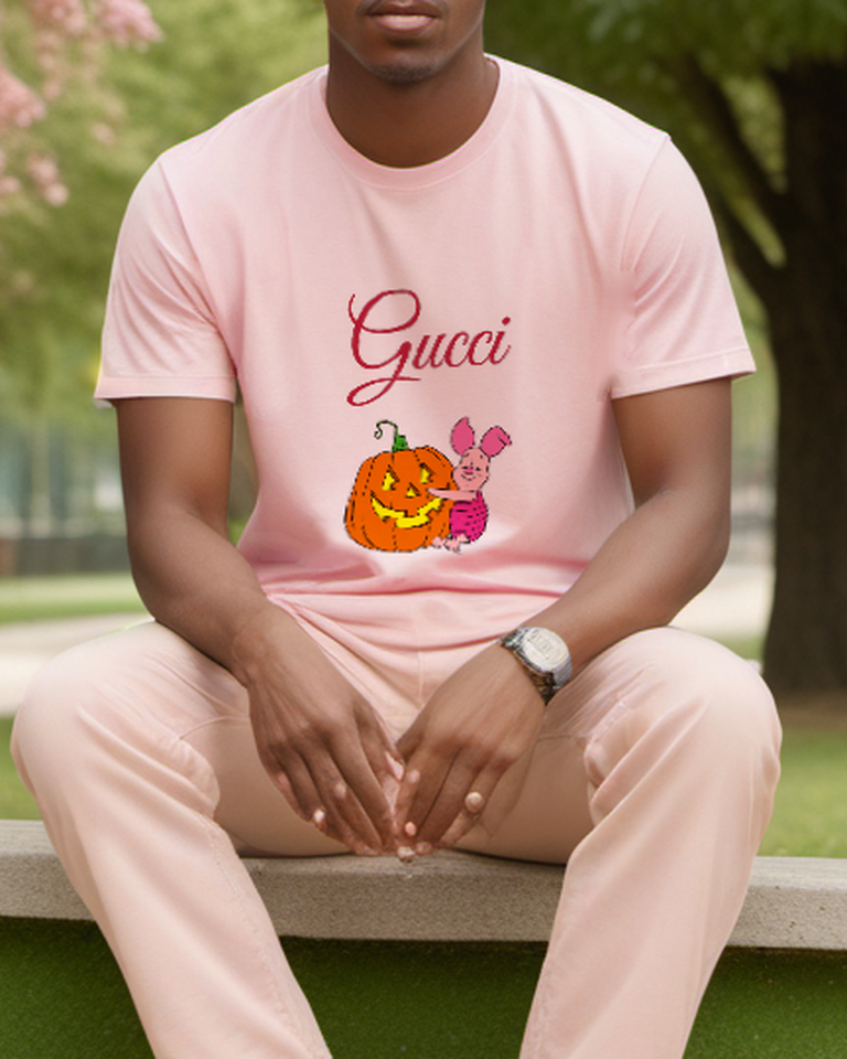 Blush Pink Piglet Jack O Lantern Graphic T-Shirt - styled view 2