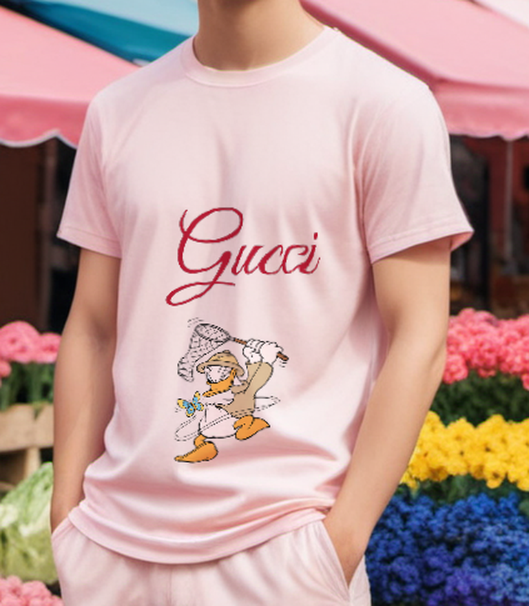 Blush Pink Butterfly Net Duck Graphic T-Shirt - styled view 5