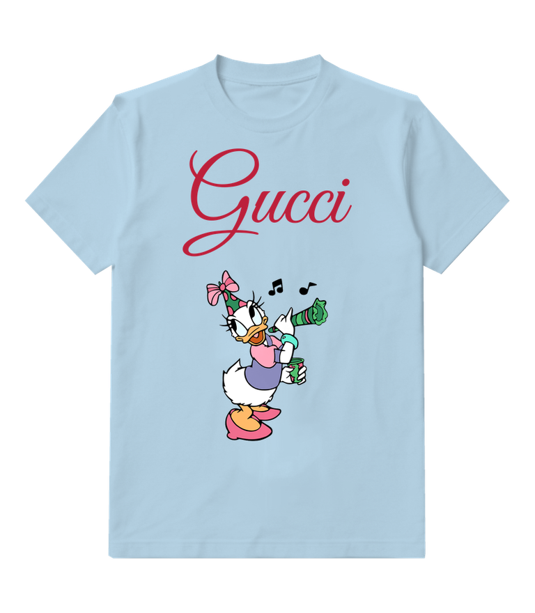 Sky Blue Hair Dryer Singer Duck Graphic T-Shirt - front product view
