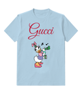 Sky Blue Hair Dryer Singer Duck Graphic T-Shirt - front product view