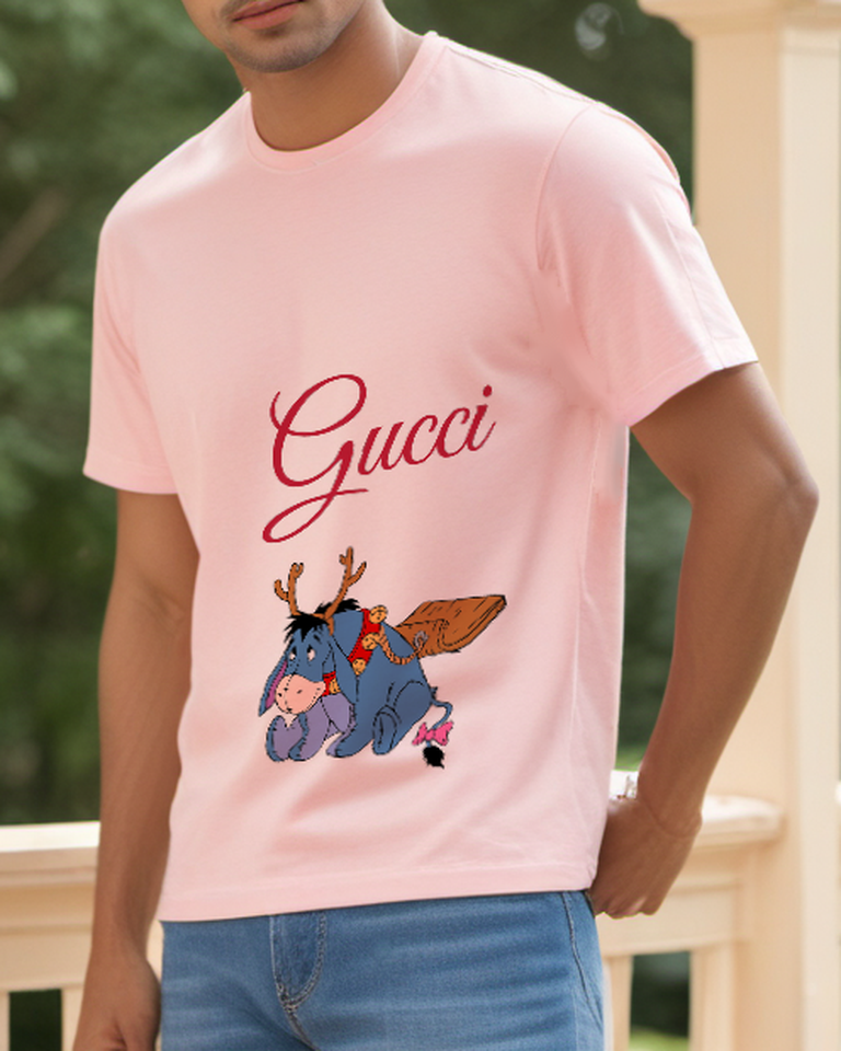 Blush Pink Reindeer Costume Donkey Graphic T-Shirt - styled view 4