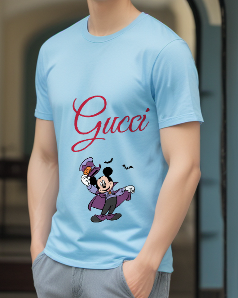 Sky Blue Vampire Cape Mouse Graphic T-Shirt - styled view 3
