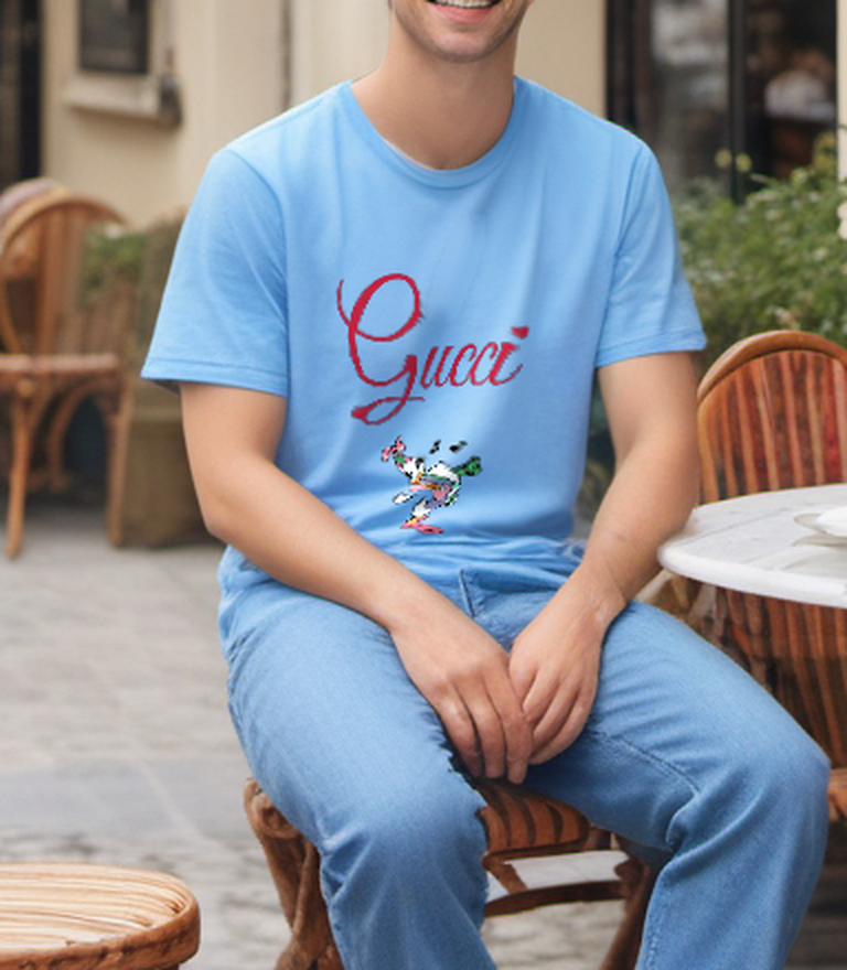 Sky Blue Hair Dryer Singer Duck Graphic T-Shirt - styled view 2