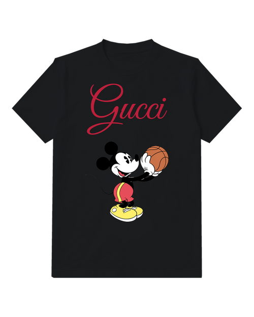Black Basketball Mouse Graphic T-Shirt - front product view