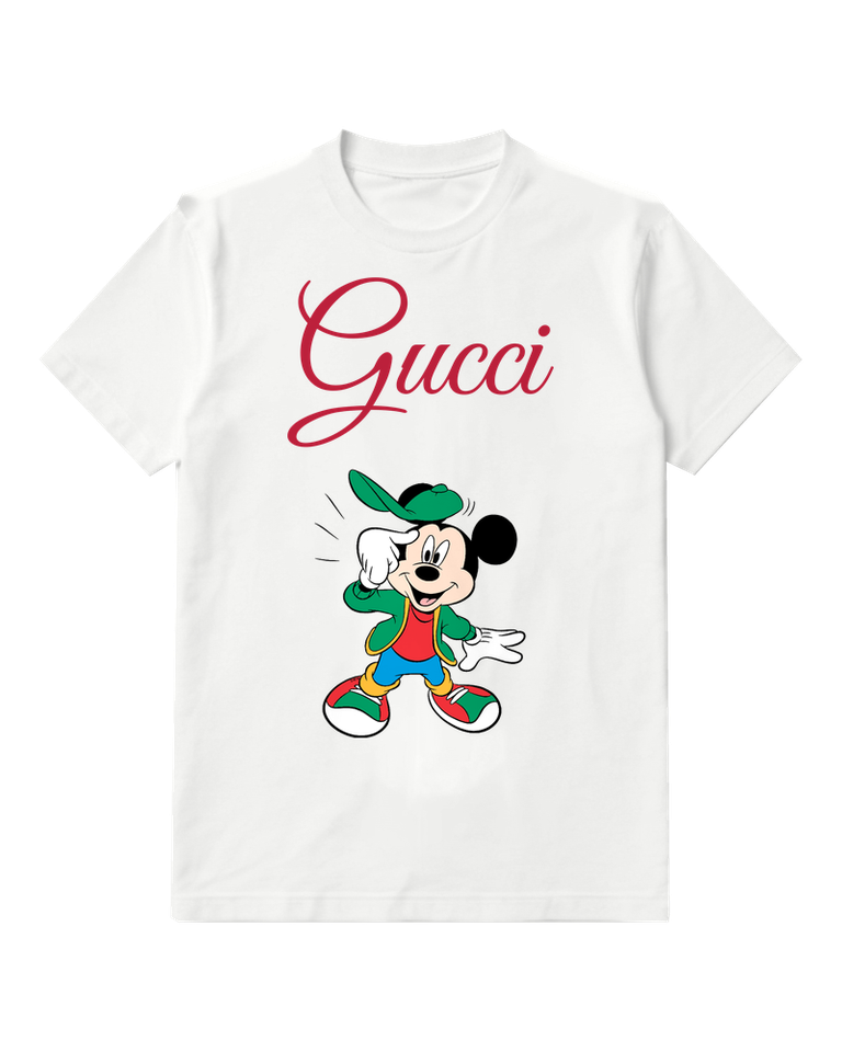 White Green Cap Sport Mouse Graphic T-Shirt - front product view