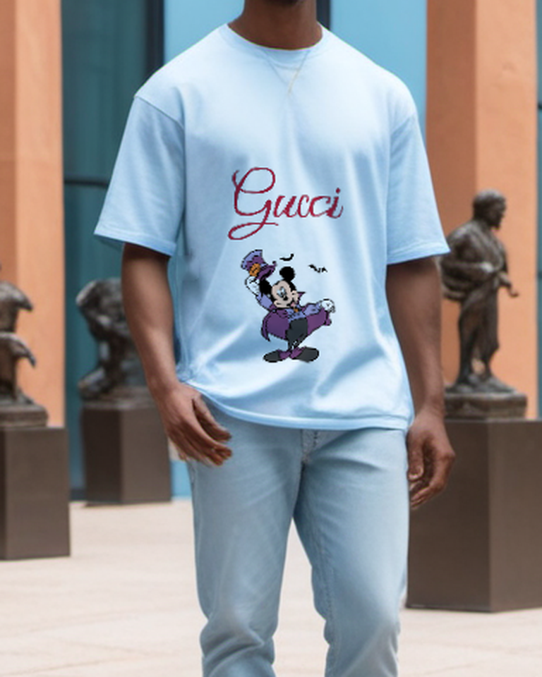 Sky Blue Vampire Cape Mouse Graphic T-Shirt - styled view 1
