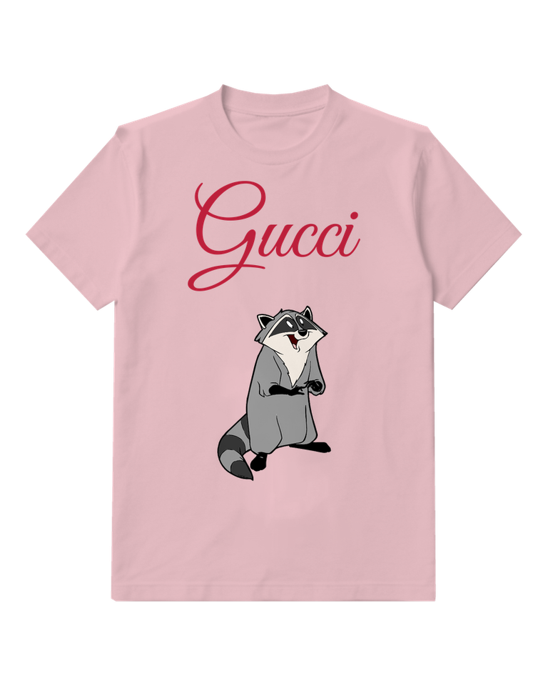 Blush Pink Seated Masked Raccoon Graphic T-Shirt - front product view