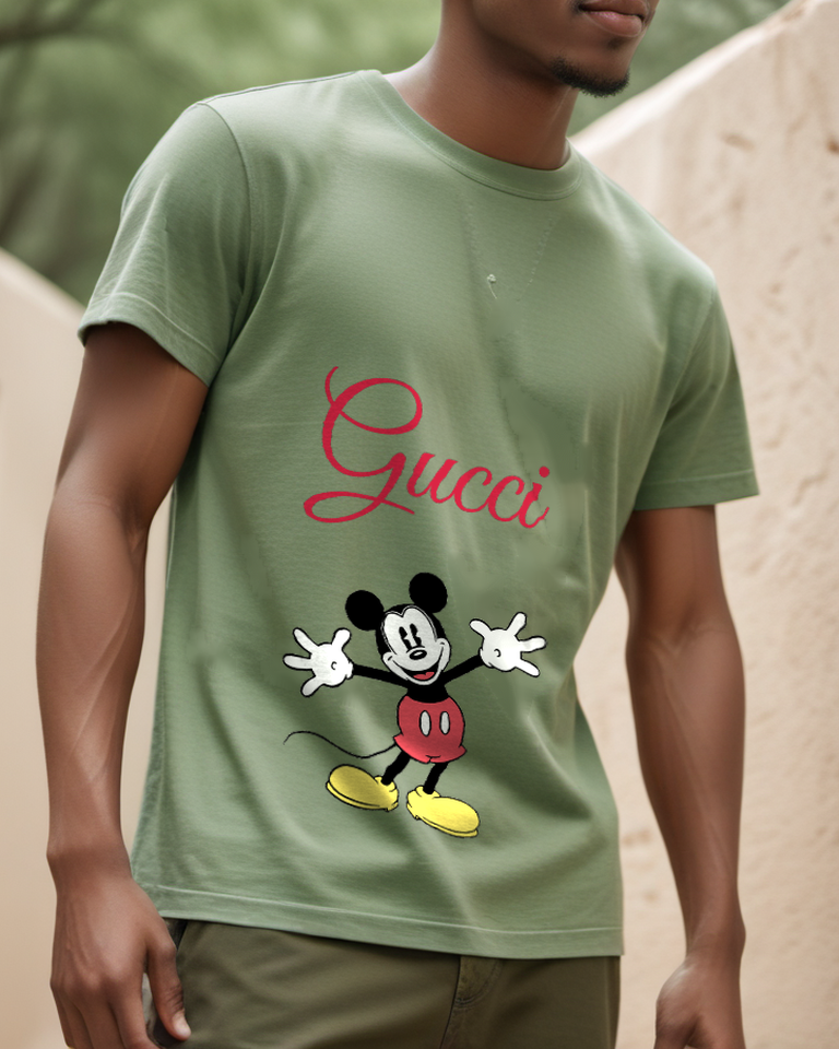 Sage Green Open Palm Standing Mouse Graphic T-Shirt - styled view 5