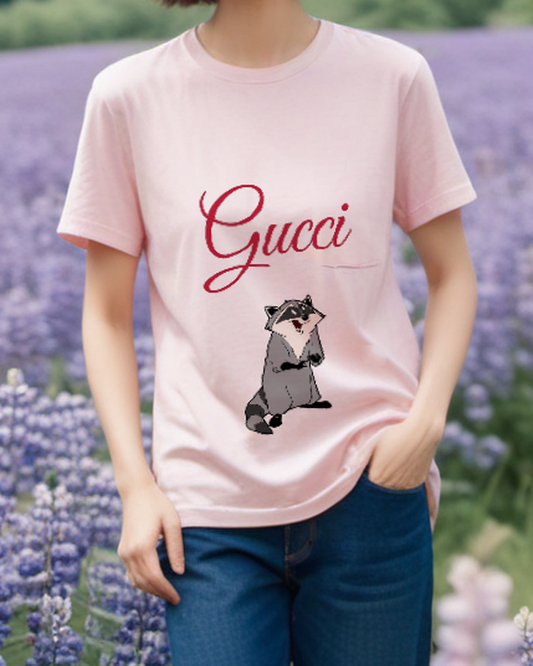 Blush Pink Seated Masked Raccoon Graphic T-Shirt - styled view 5