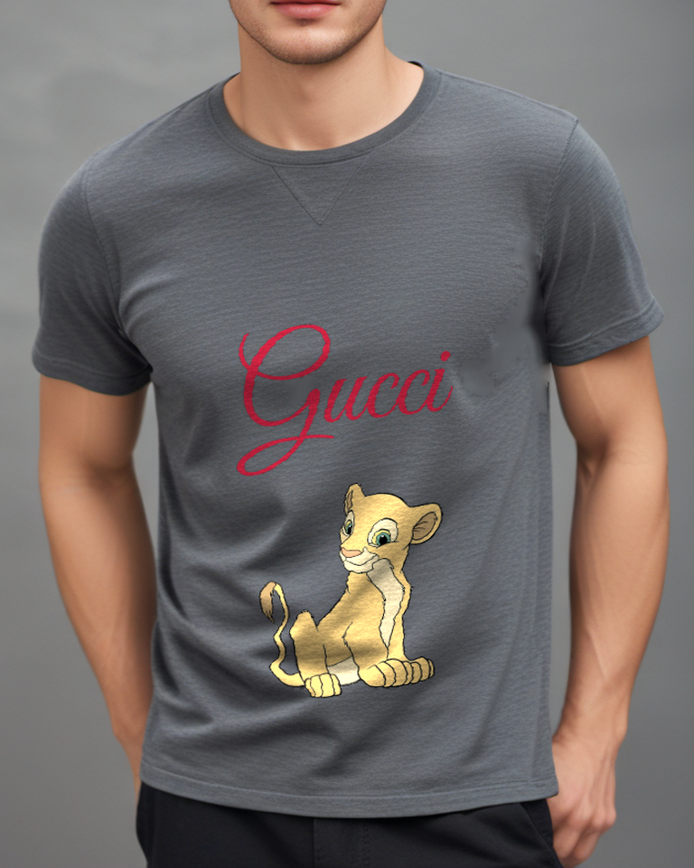 Charcoal Gray Pale Seated Lion Cub Graphic T-Shirt - styled view 1