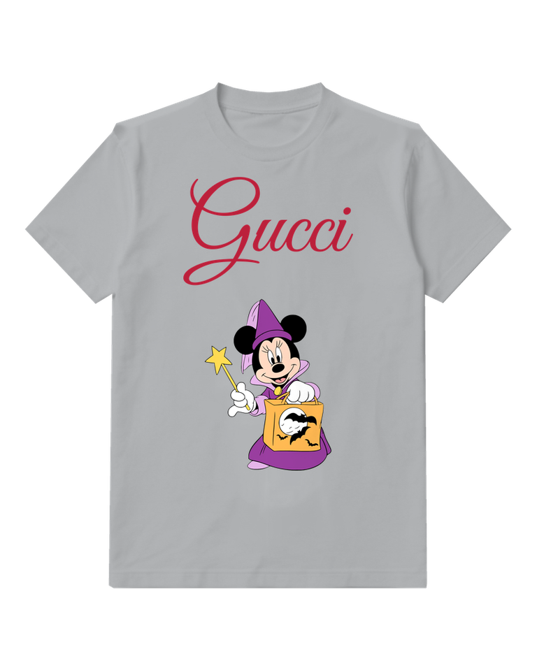 Light Gray Witch Mouse Treat Bag Graphic T-Shirt - front product view