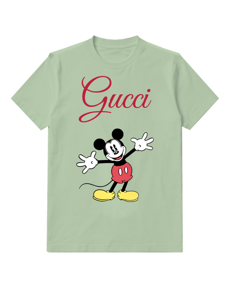 Sage Green Open Palm Standing Mouse Graphic T-Shirt - front product view