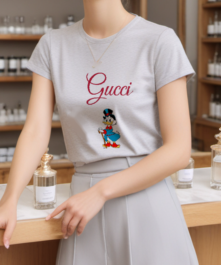 Light Gray Cane And Top Hat Duck Graphic T-Shirt - styled view 2