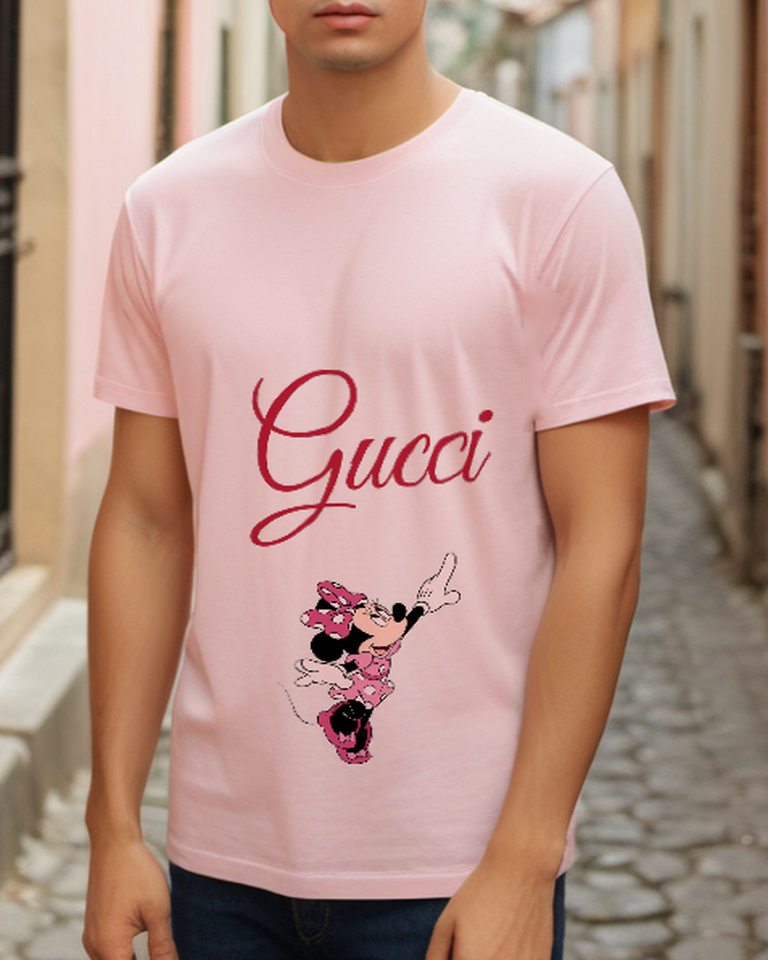Blush Pink Pointing Polka Dot Mouse Graphic T-Shirt - styled view 4