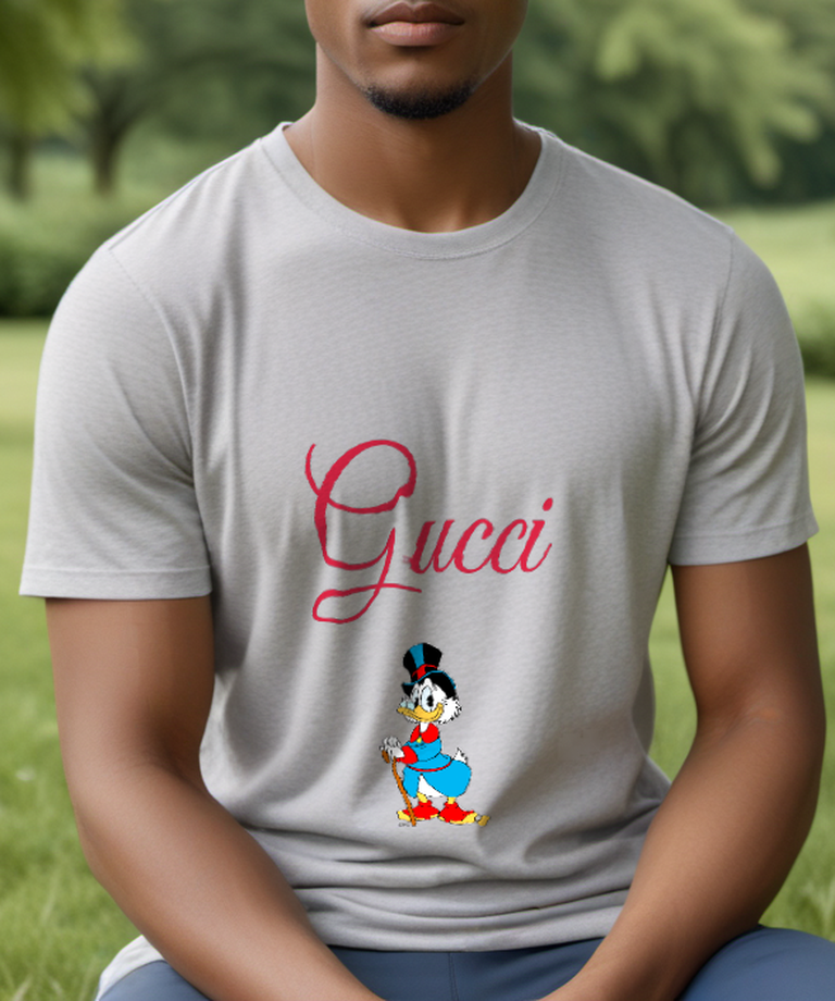 Light Gray Cane And Top Hat Duck Graphic T-Shirt - styled view 5