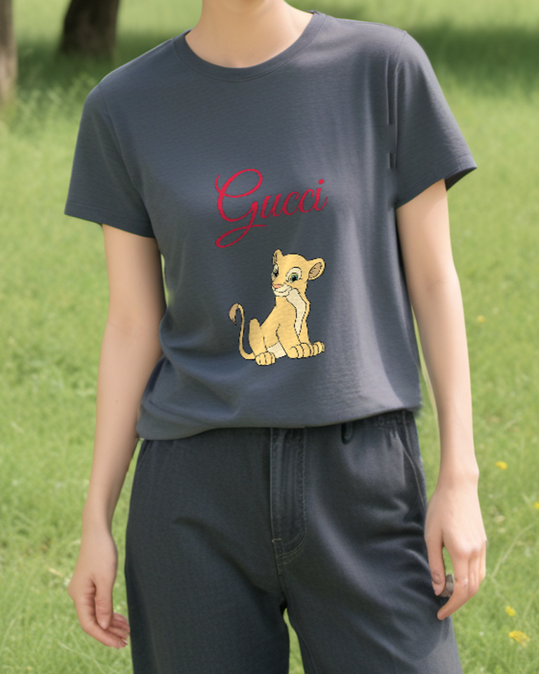 Charcoal Gray Pale Seated Lion Cub Graphic T-Shirt - styled view 5