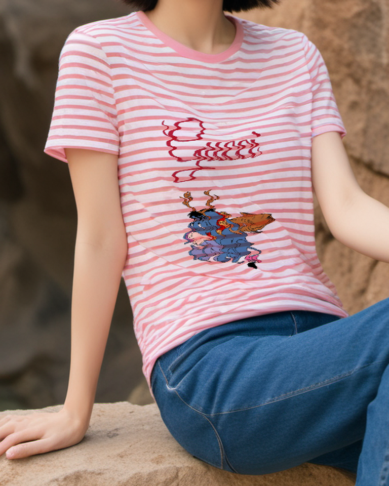 Blush Pink Reindeer Costume Donkey Graphic T-Shirt - styled view 5