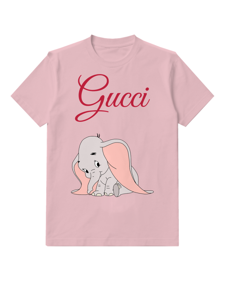 Blush Pink Drooping Ear Elephant Graphic T-Shirt - front product view