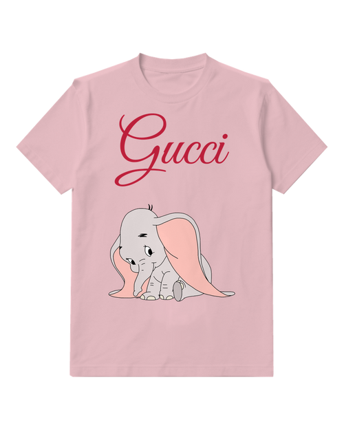 Blush Pink Drooping Ear Elephant Graphic T-Shirt - front product view