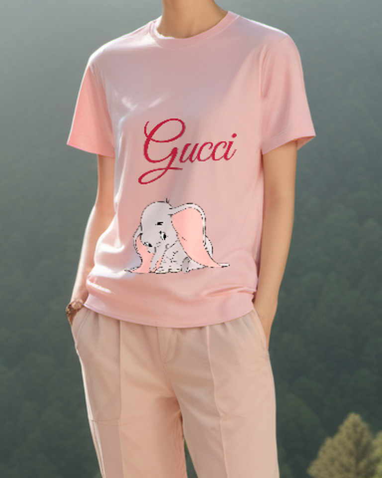 Blush Pink Drooping Ear Elephant Graphic T-Shirt - styled view 2