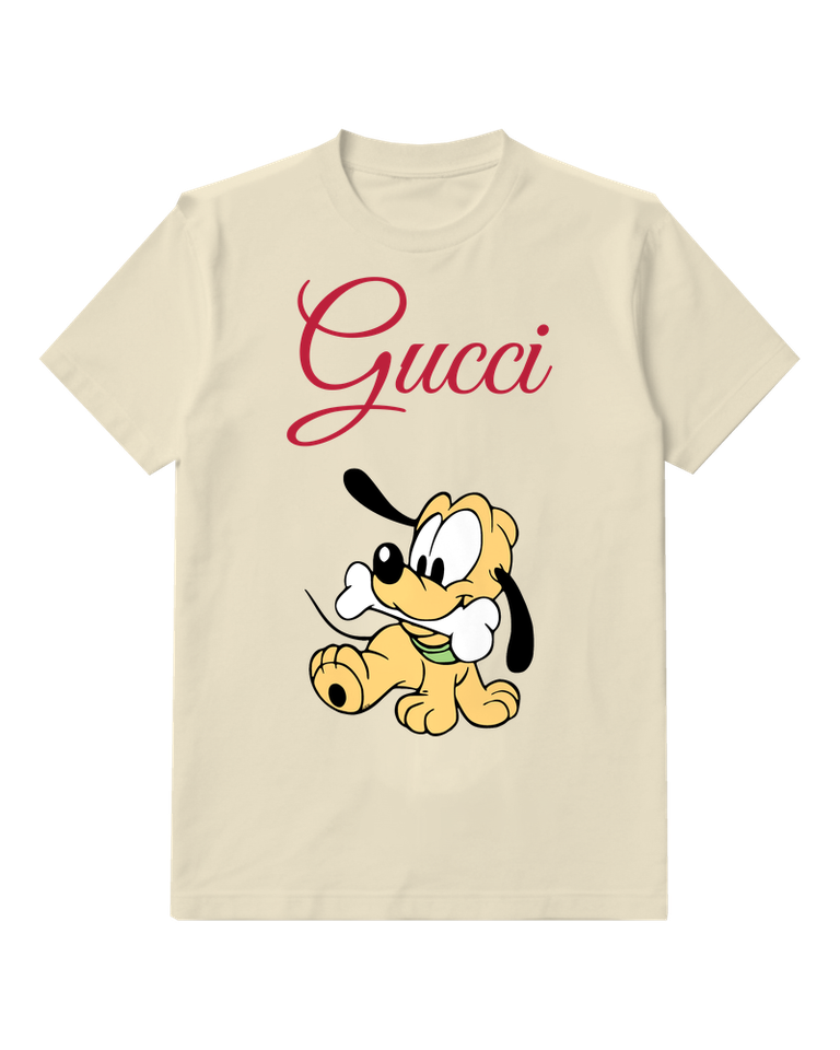 Ivory Puppy With Giant Bone Graphic T-Shirt - front product view