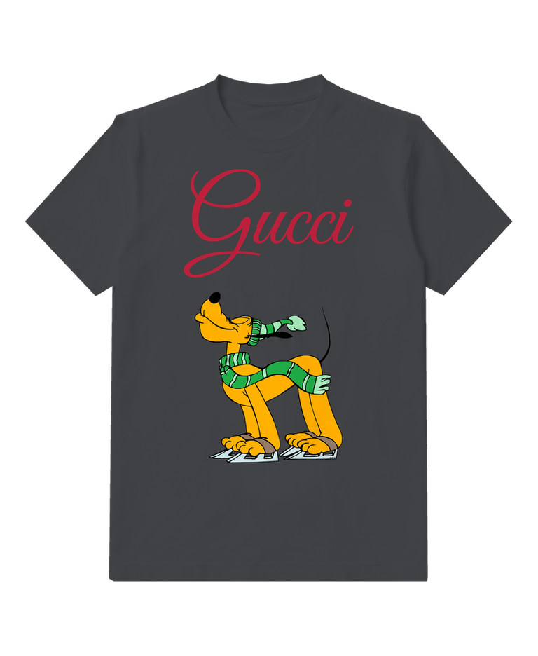 Charcoal Gray Winter Scarf Dog Graphic T-Shirt - front product view
