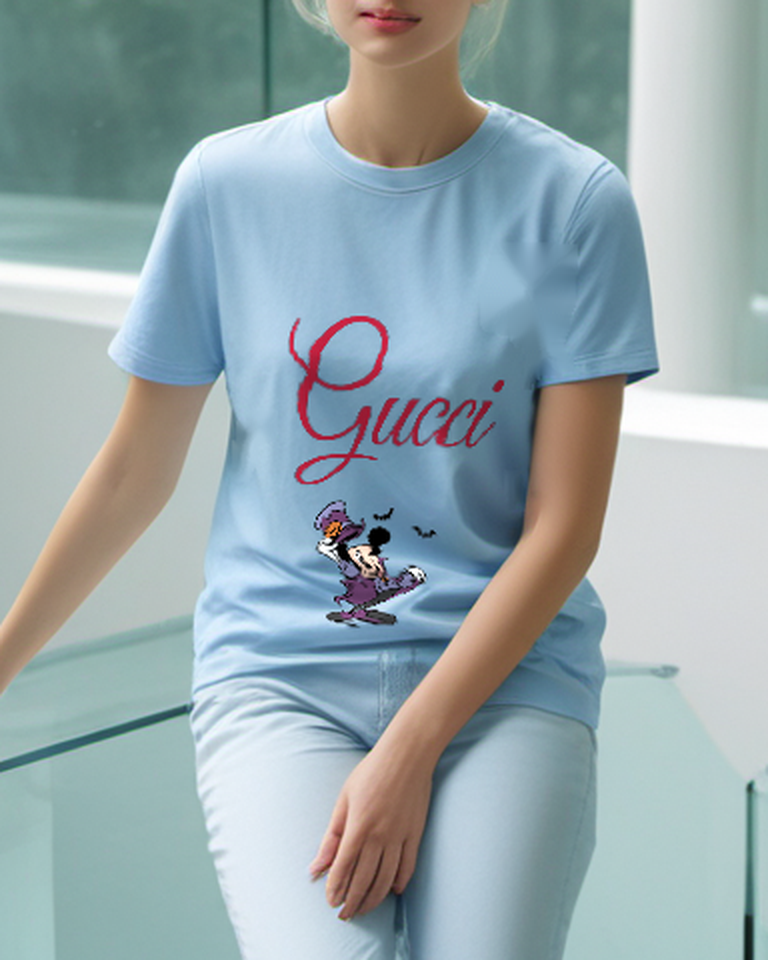 Sky Blue Vampire Cape Mouse Graphic T-Shirt - styled view 4