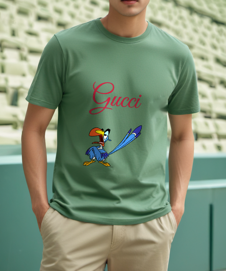 Sage Green Blue Hornbill Wing Pose Graphic T-Shirt - styled view 2