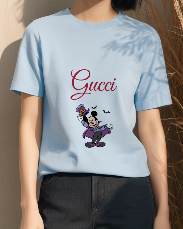 Sky Blue Vampire Cape Mouse Graphic T-Shirt - styled view 2