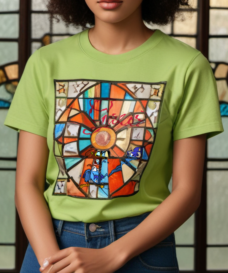 Sage Green Blue Hornbill Wing Pose Graphic T-Shirt - styled view 5