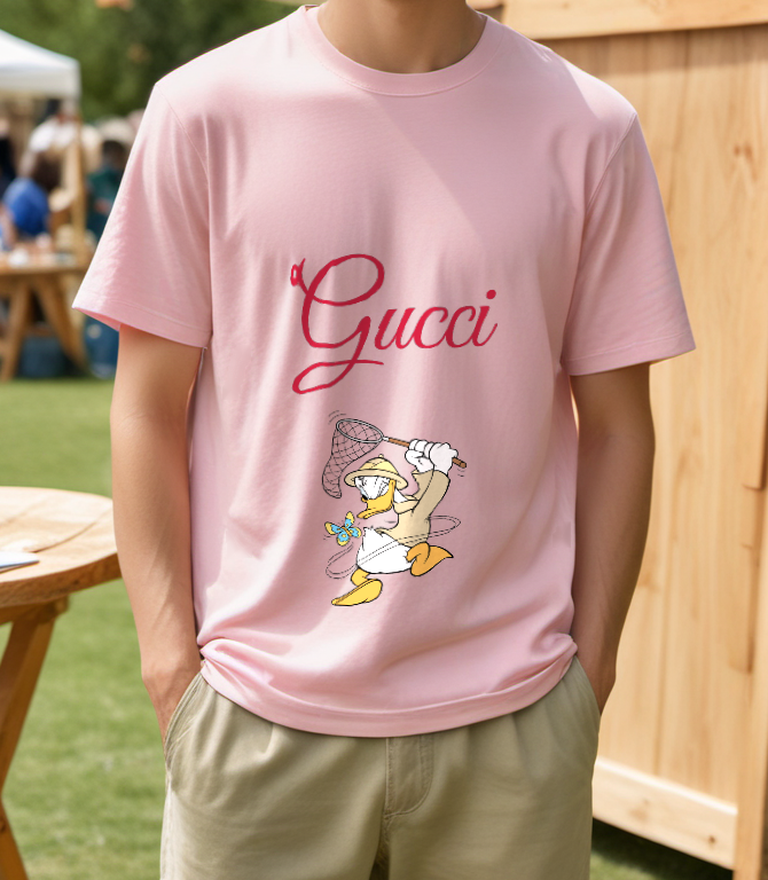 Blush Pink Butterfly Net Duck Graphic T-Shirt - styled view 2
