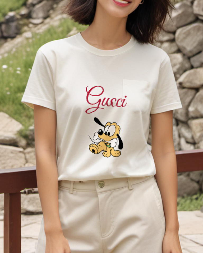 Ivory Puppy With Giant Bone Graphic T-Shirt - styled view 5