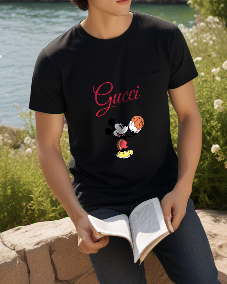 Black Basketball Mouse Graphic T-Shirt - styled view 4