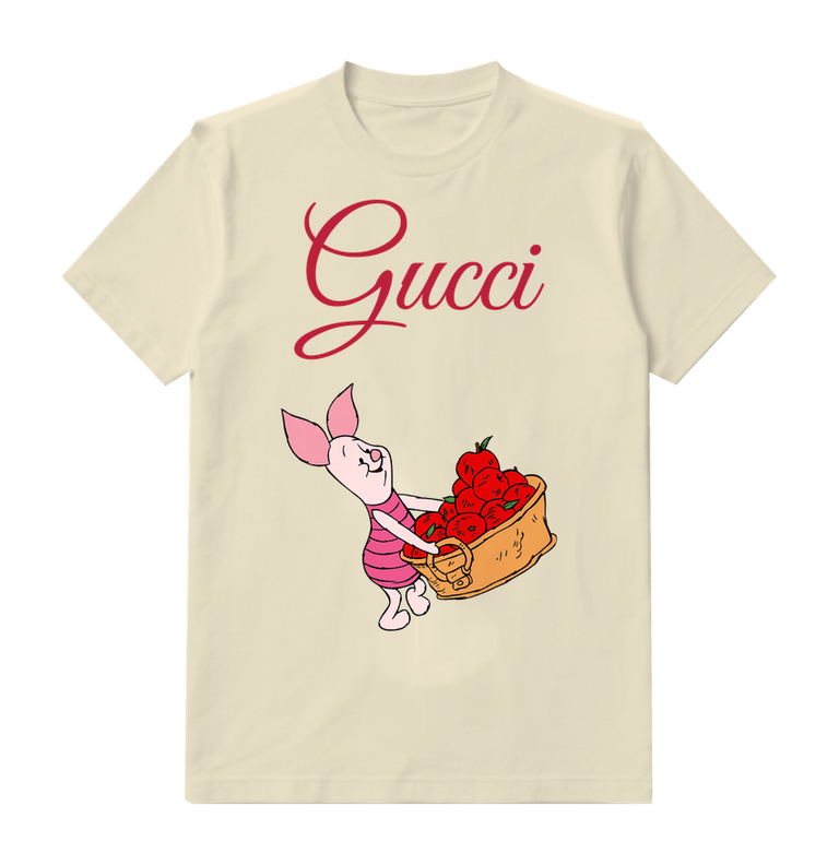 Ivory Piglet Apple Basket Graphic T-Shirt - front product view