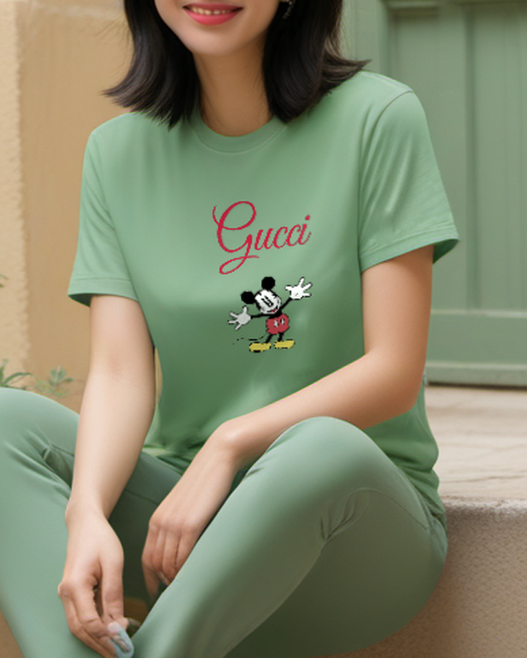 Sage Green Open Palm Standing Mouse Graphic T-Shirt - styled view 4