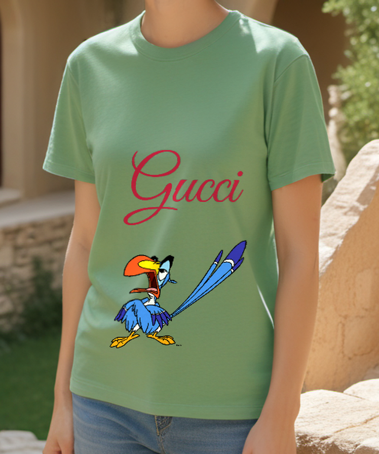 Sage Green Blue Hornbill Wing Pose Graphic T-Shirt - styled view 1