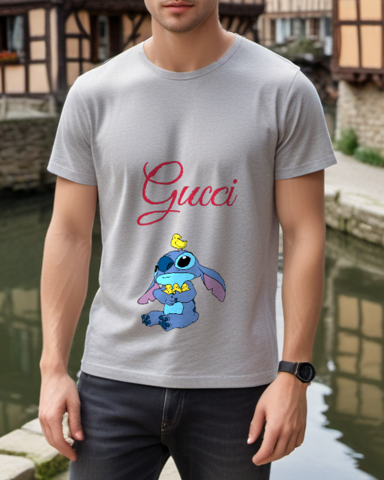 Light Gray Blue Creature Ducklings Graphic T-Shirt - styled view 2