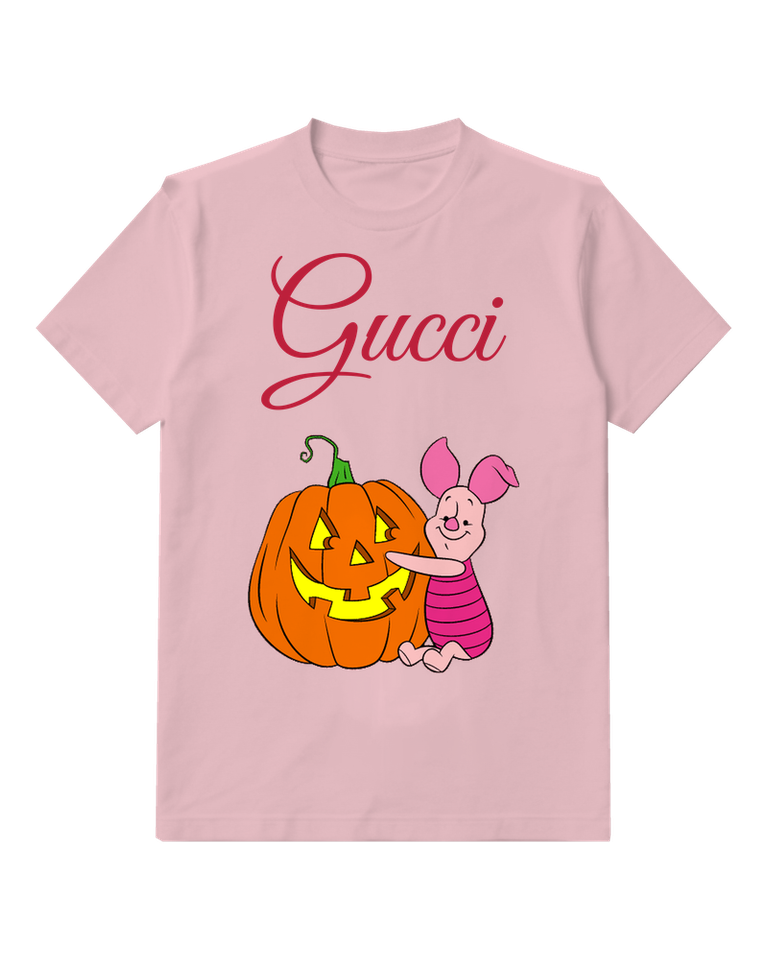 Blush Pink Piglet Jack O Lantern Graphic T-Shirt - front product view