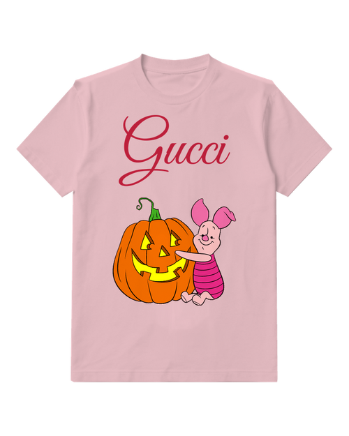 Blush Pink Piglet Jack O Lantern Graphic T-Shirt - front product view
