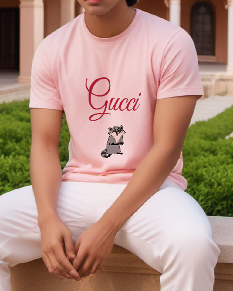 Blush Pink Seated Masked Raccoon Graphic T-Shirt - styled view 4