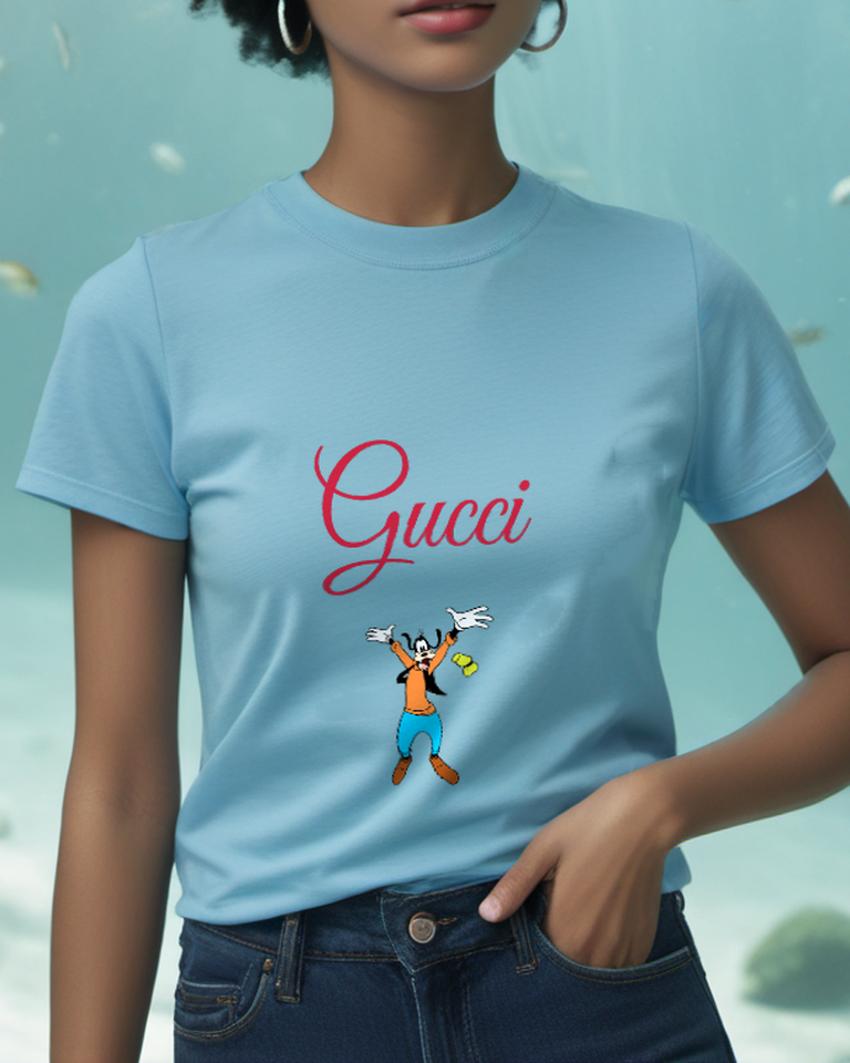 Sky Blue Jumping Orange Shirt Dog Graphic T-Shirt - styled view 3