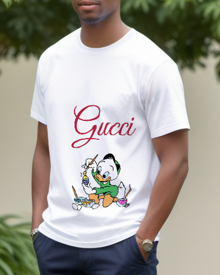 White Egg Painting Young Duck Graphic T-Shirt - styled view 1