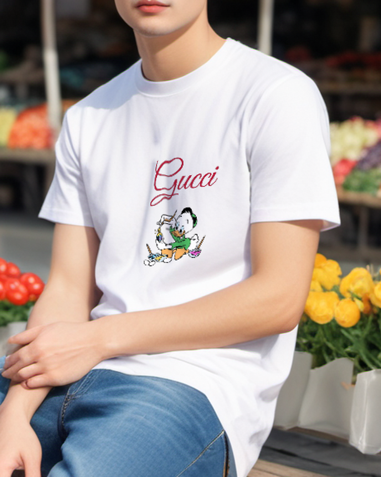 White Egg Painting Young Duck Graphic T-Shirt - styled view 3