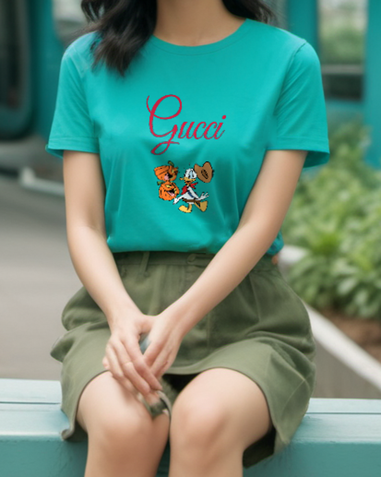 Sage Green Cowboy Duck Pumpkins Graphic T-Shirt - styled view 1