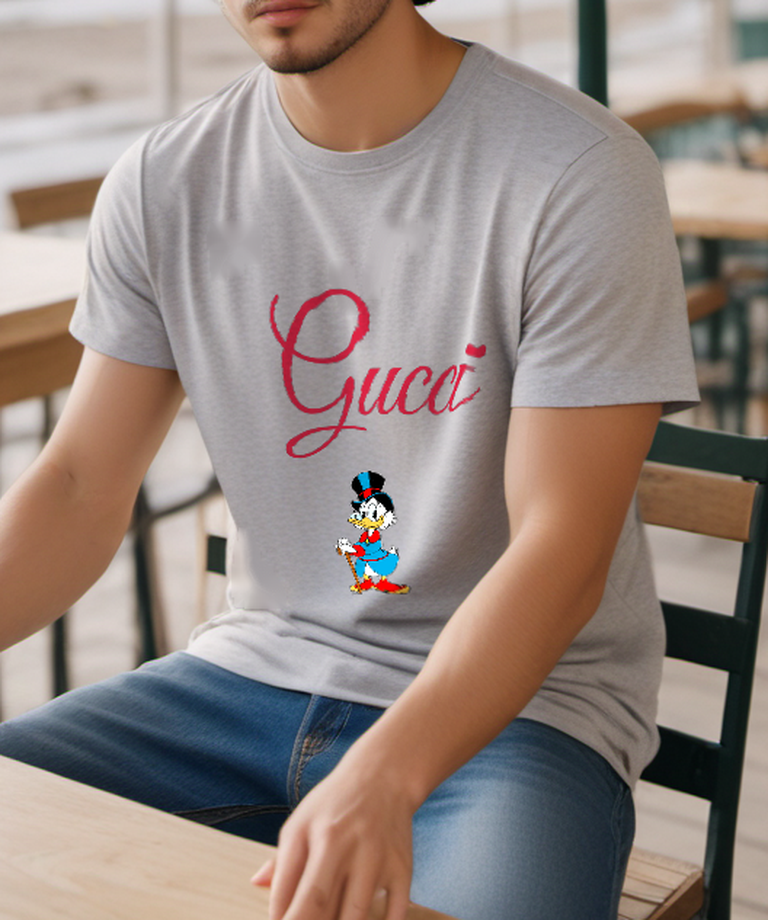Light Gray Cane And Top Hat Duck Graphic T-Shirt - styled view 3