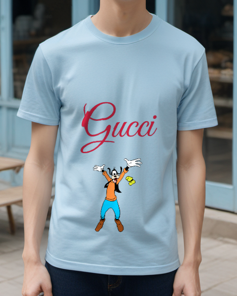 Sky Blue Jumping Orange Shirt Dog Graphic T-Shirt - styled view 4