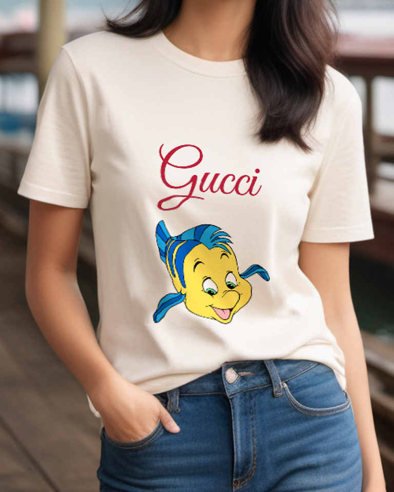 Ivory Smiling Blue Fin Fish Graphic T-Shirt - styled view 5