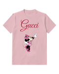 Blush Pink Pointing Polka Dot Mouse Graphic T-Shirt - front product view