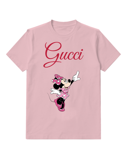 Blush Pink Pointing Polka Dot Mouse Graphic T-Shirt - front product view